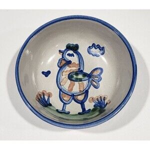 Vtg M A Hadley Chicken Art Pottery Small Bowl 5 1/2"